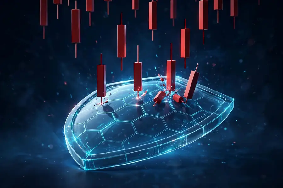 Shield blocking falling candlesticks